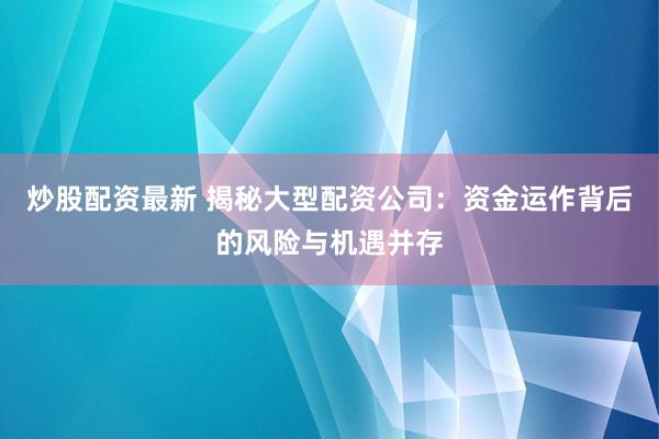炒股配资最新 揭秘大型配资公司：资金运作背后的风险与机遇并存
