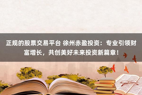 正规的股票交易平台 徐州赤盈投资：专业引领财富增长，共创美好未来投资新篇章！