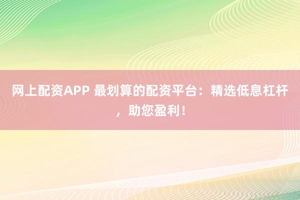 网上配资APP 最划算的配资平台：精选低息杠杆，助您盈利！