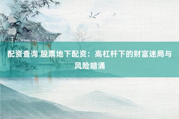 配资查询 股票地下配资：高杠杆下的财富迷局与风险暗涌