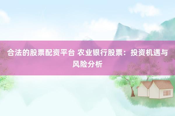 合法的股票配资平台 农业银行股票：投资机遇与风险分析