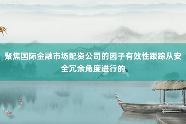 聚焦国际金融市场配资公司的因子有效性跟踪从安全冗余角度进行的