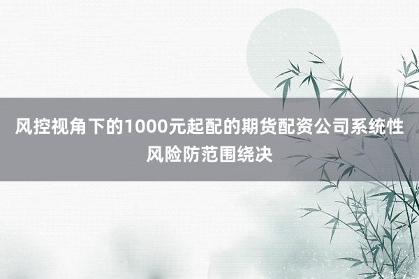 风控视角下的1000元起配的期货配资公司系统性风险防范围绕决